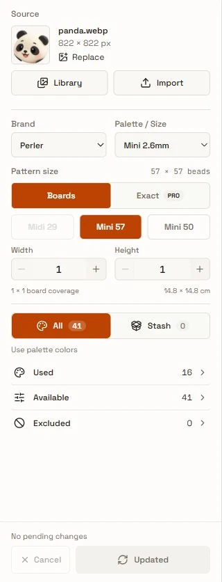 Left Workbench sidebar with Source, Configuration, Colors, and Update.