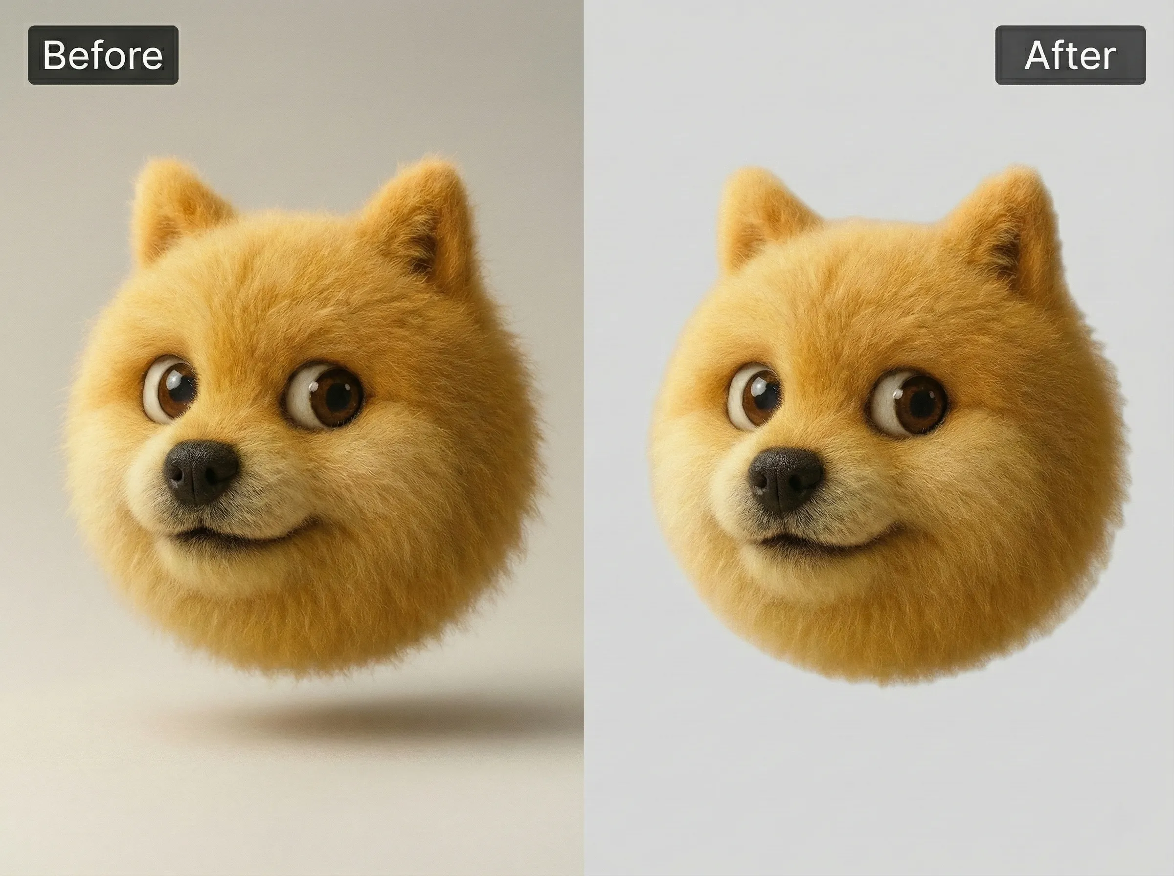 AI background removal before and after comparison
